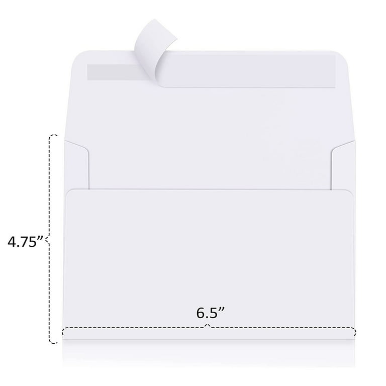 BagDream 100 Pack A6 Envelopes Self Seal 6.5 x 4.75 White Kraft Paper  Invitation Envelopes for 4x6 Note Cards, Photos, Invitations,  Announcements, RSVP 