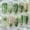 Flower Fake Nails-23, variant on 30 count Koi Press Nails Medium Almond Green Nails Water Droplets with White Flower Koi Fish Design Lucky Full Cover Glue Nails Spring False Nails for Women Manicure Salon Kits
