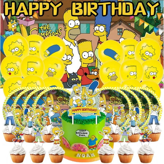 Simpson Birthday Party Supplies Balloons Plates Decoration Cake Topper Decor Tableware Banner Backdrop