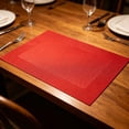 thumbnail image 5 of Vinyl Faux Leather Placemats,17.72x11.81 Inches Waterproof Heat Resistant Table Place Mats,Oil-proof Wipeable Table Mats for Kitchen Dining Party Holiday Indoor Outdoor,Red, 5 of 6