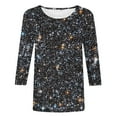 thumbnail image 3 of SHITINN Women's Casual Crew Neck Carnival Sequin Printed 3/4 Length Sleeve T Shirt Top Casual Tops for Women Short Sleeve Tops Loose Fitting Tops for Women, 3 of 4
