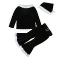 thumbnail image 3 of Jamsmile Toddler Girls Outfits Sets Christmas Long Sleeve Tops Flare Pants With Hats 3PCS Santa Claus Kids Baby Girls Sets, 3 of 9