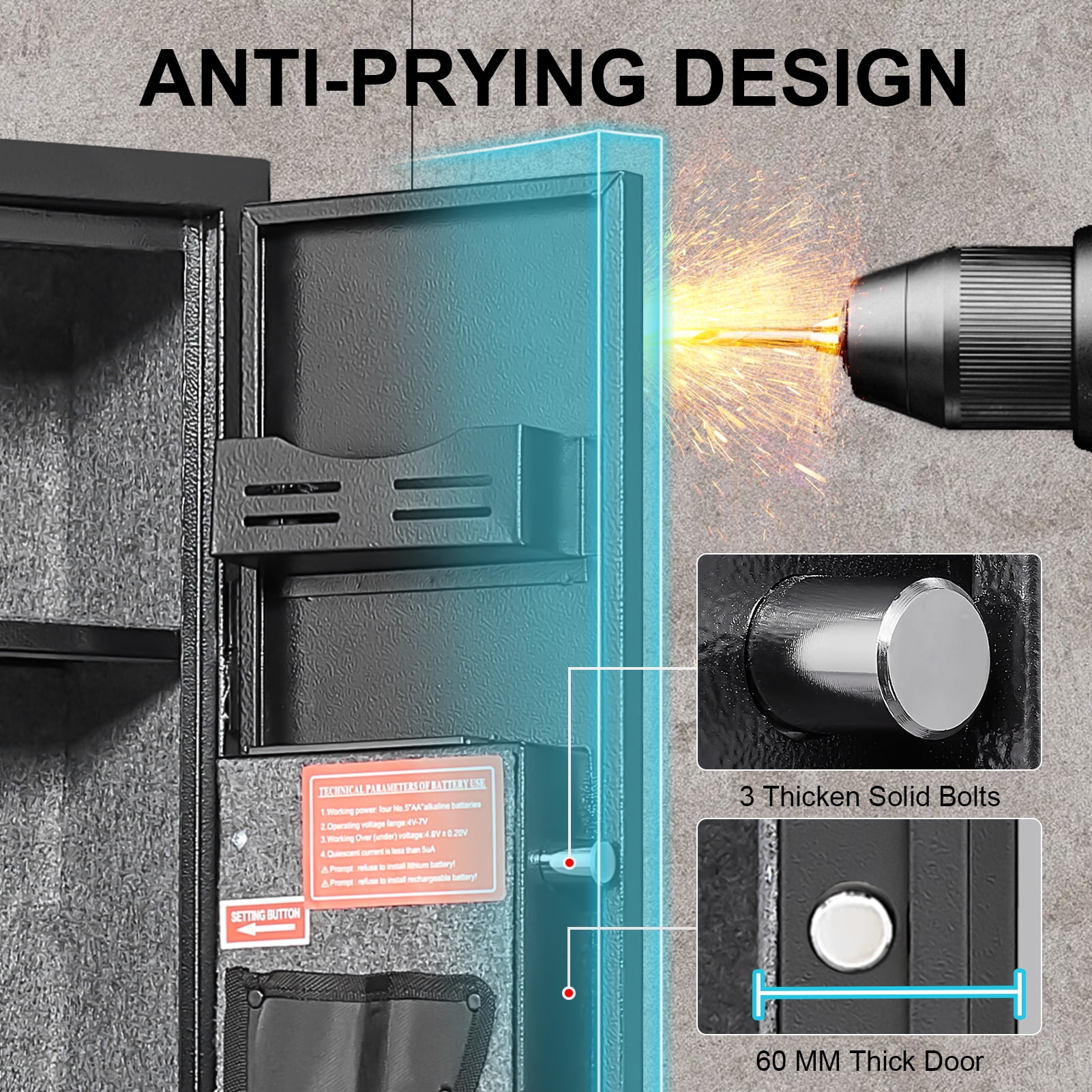 Foorsun 2-4 Rifle Gun Safe, Quick Access Long Gun Safe for Rifle and Shotguns, Rifle Safe for Home & Office, Rilfe Safe with LED Light, Alarm System, Adjustable Racks & Removable Shelves