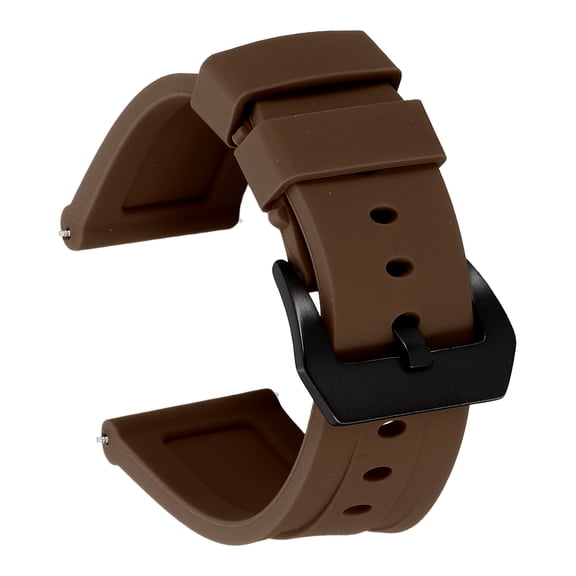 Uxcell Silicone Watch Bands 26mm Width Waterproof Quick Release Rubber Watch Bands with Black Buckle for Men Women, Brown
