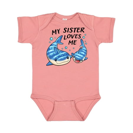 

Inktastic My Sister Loves Me- whale shark Gift Baby Boy or Baby Girl Bodysuit