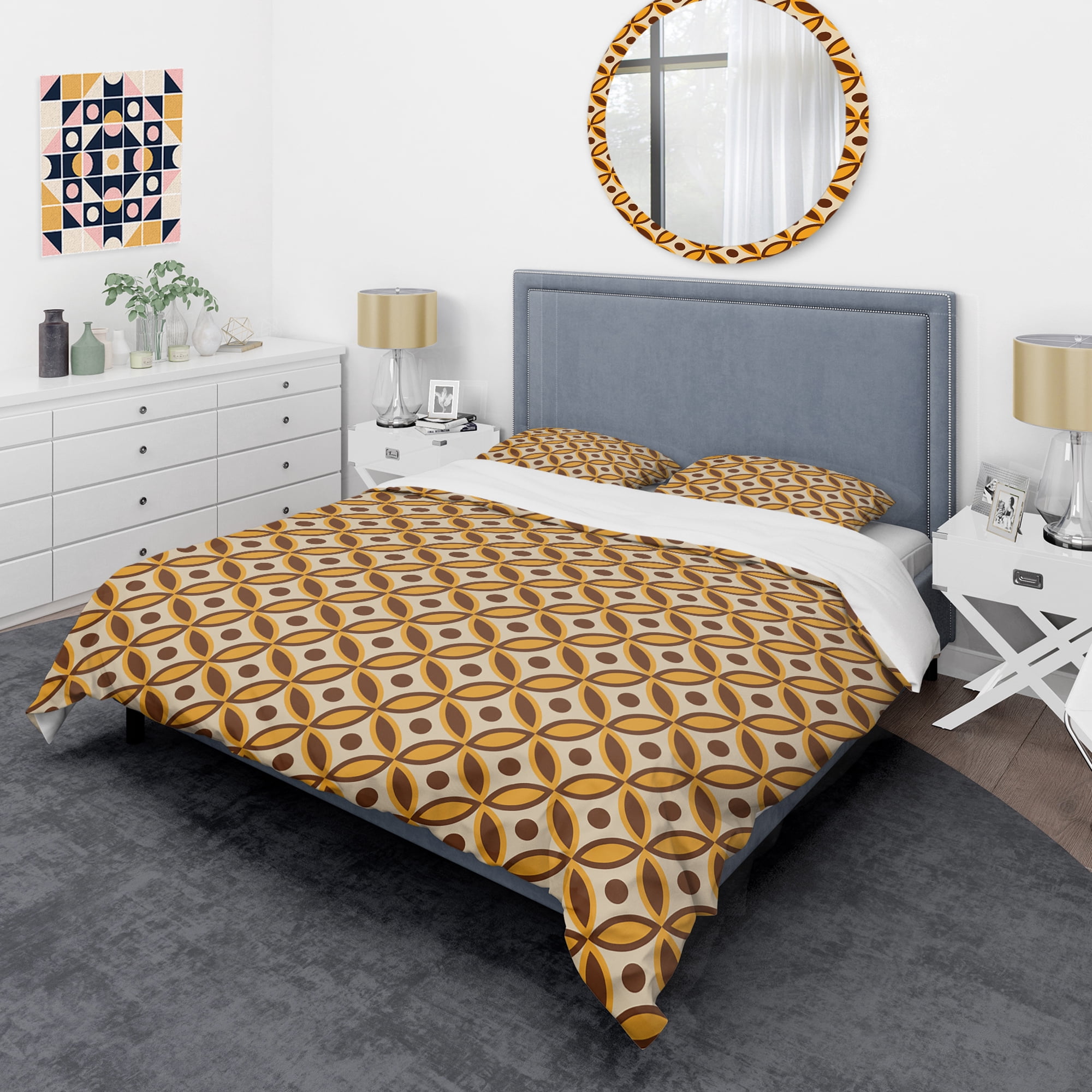 Designart 'Retro Ornamental Design V' Mid-Century Modern Duvet Cover Set