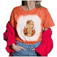 thumbnail image 4 of Tops Para Mujer Elegante Blusa Casual Camisas Manga Corta Corbata Digital Impresión Cuello Redondo Camiseta Suelta Odeerbi  ODB169053, 4 of 5