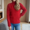 thumbnail image 2 of GigrtiJin Chandail Ample pour Femmes Manches Longues Col Roulé Chandails Couleur Unie Confortable Chaud Léger Hauts, 2 of 5