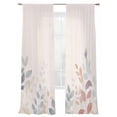 thumbnail image 2 of Spring Floral Semi Sheer Curtains 108 Inch Length 2 Panels Set, Colorful Watercolor Botanical Sheer Kitchen Curtain Privacy Voile Window Curtain for Living Room Bedroom Rod Pocket Drapes, 2 of 7