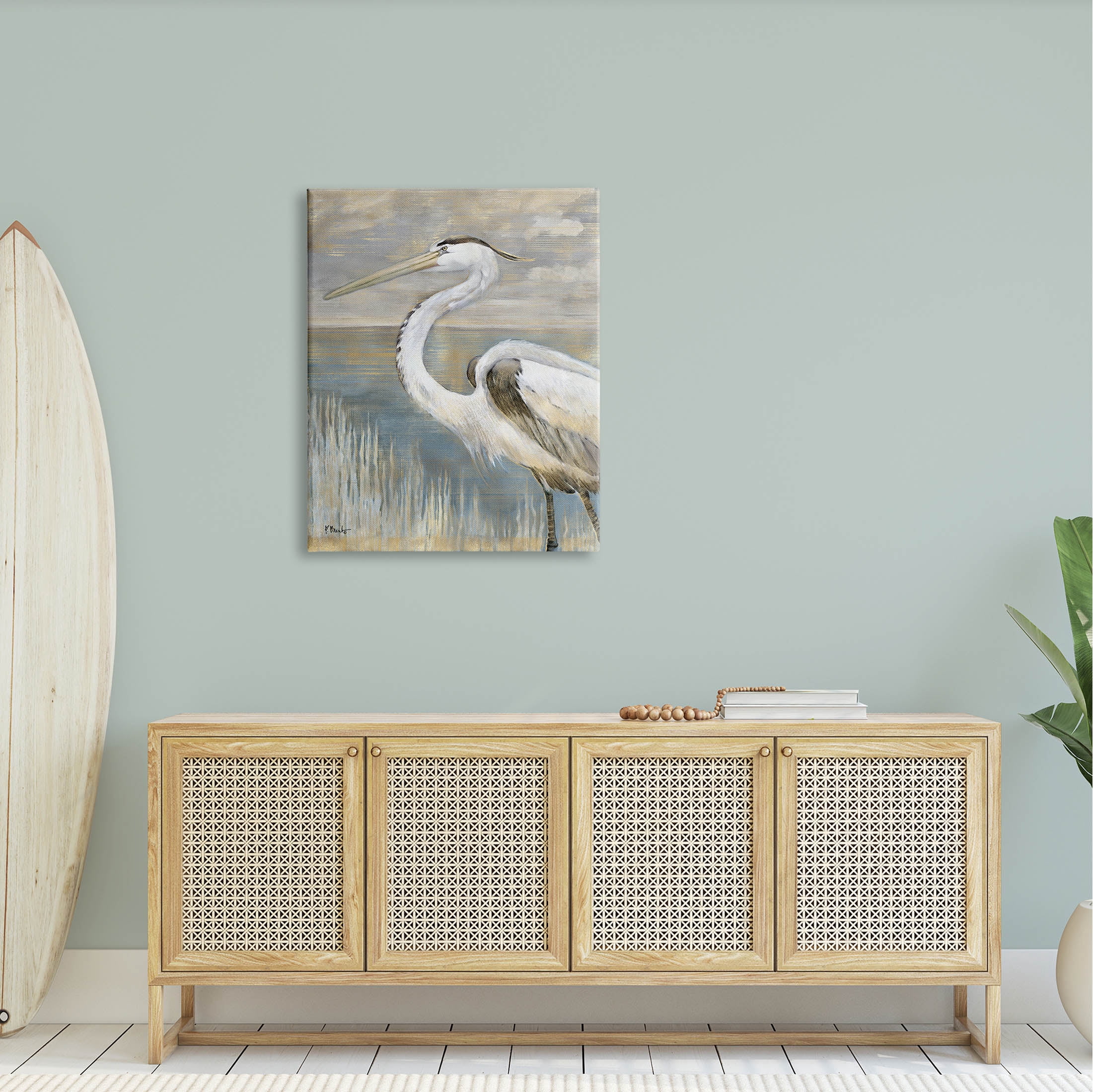 Stupell Industries Heron Bird Abstract Marshland Coast Painting Gallery Wrapped Canvas Print Wall Art, Design by Paul Brent