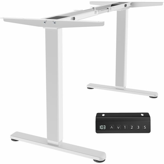 VIVO White Electric Dual Motor Standing Desk Frame, Height Adjustable Legs