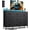 Black, variant on MCQ 47-inch TV Stand for up to 55 inch TVs, Entertainment Center with RGB LED Lights & Charging Station, Media Console with 9 Fabric Drawers, Black