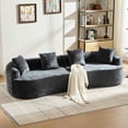 thumbnail image 2 of Timbernest 110" Chenille Cloud Couch, Curved Sectional Sofa Boneless Floor Sofa for Living Room, Black, 2 of 6