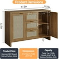 thumbnail image 3 of Bingirl Modern Rattan Buffet Cabinet Sideboard with Storage,47" Boho Credenza Buffet Console Table with Drawers&Doors,Wooden Coffee Bar Cabinet for Entryway/Living, 3 of 9