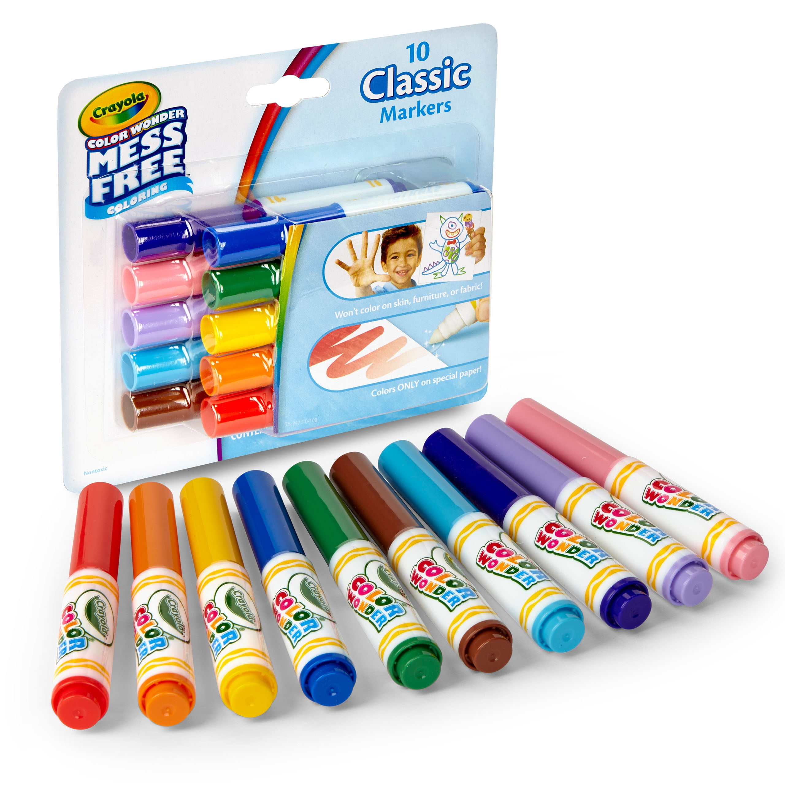 Crayola Color Wonder Scented Marker Set, 10 Ct, Toddler Craft, Mess Free Markers for Kids, Classic Colors, Gift for Toddlers