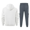 thumbnail image 4 of MLQIDK Mens 2 Piece Set Big and Tall Workout Gym Fleece Hoodie and Cargo Sweatpants Athletic Track Suits Winter Sport Sweatsuits Jogging Sweat Suits Lounge Outfit Saffron L, 4 of 4