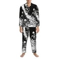 thumbnail image 3 of Sikiie Skeleton Wave Artwork Mens Pajama Set, Soft Warm Long Sleeve Sleepwear, Cozy Button-Down Pjs for Men-X-Large, 3 of 7