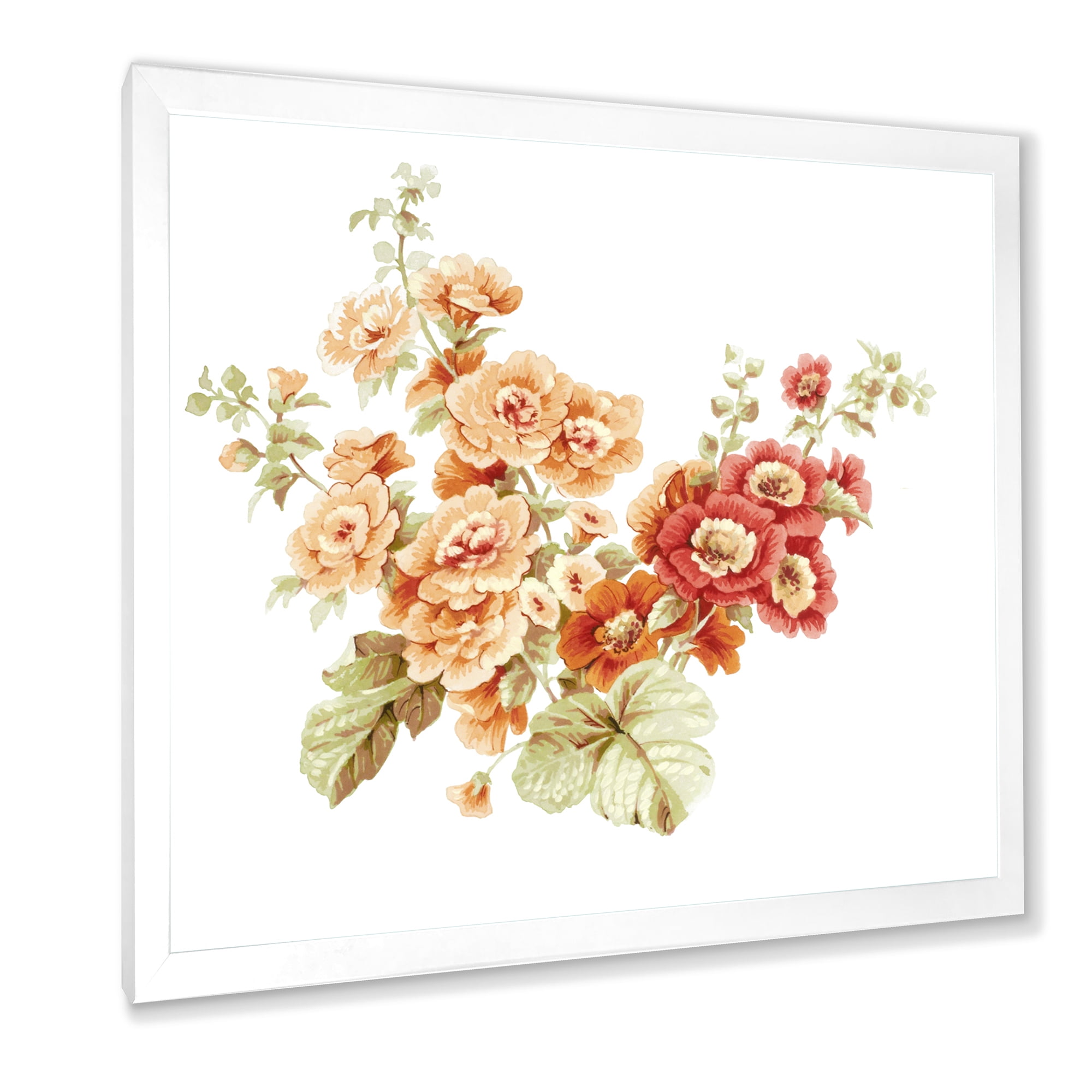 Designart 'Red and Orange Wildflowers' Traditional Framed Art Print