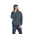 thumbnail image 3 of VICT POPU Men's Casual Hooded Pullover, Long-Sleeved Plaid Jacquard Large-Pocket hoodie, Solid Color Simple Hooded Sweatshirt，Dark Grey Blue，M, 3 of 5