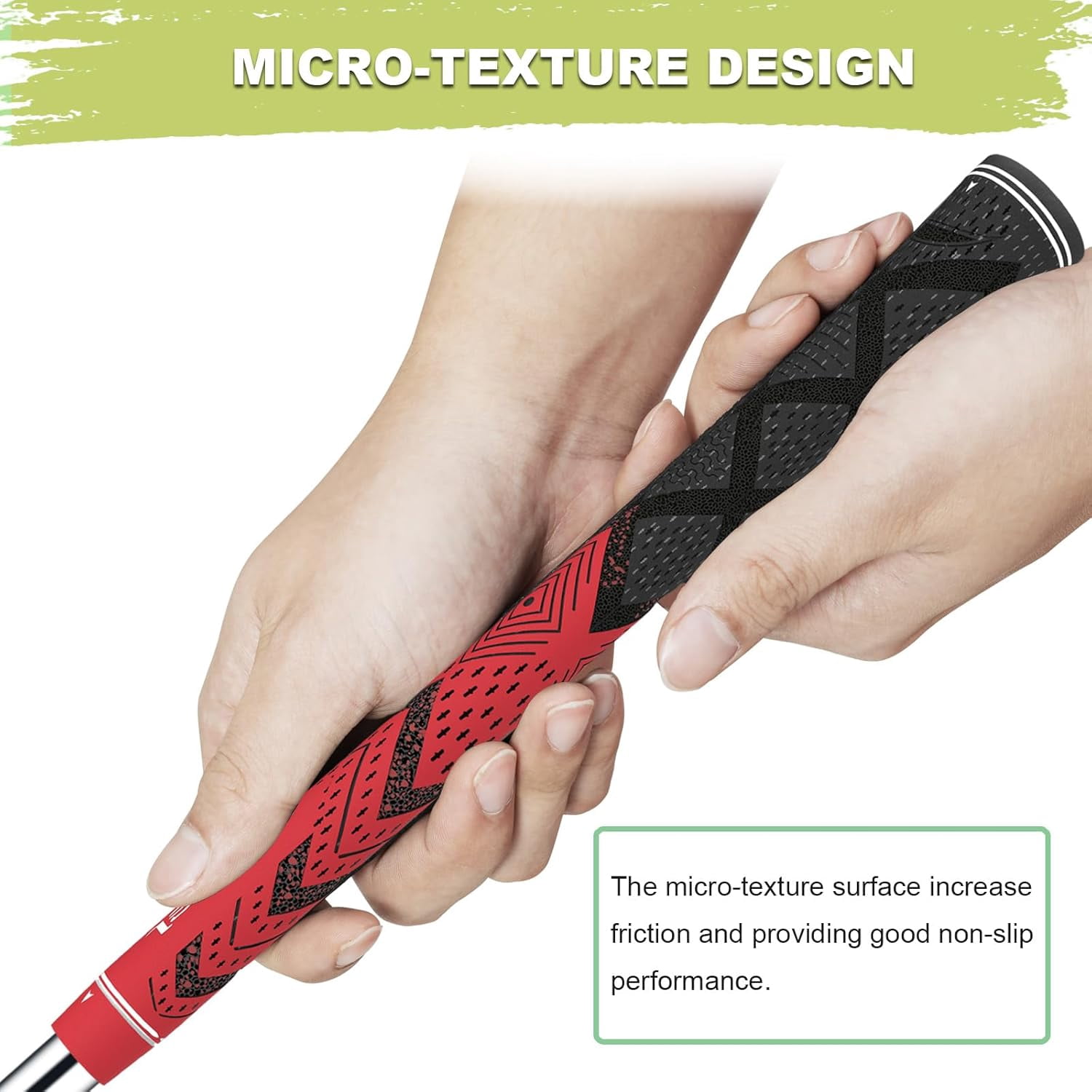 MAZEL Cord Rubber Golf Grips for Men - 10 Pack,All Weather Control Golf Club Grips Standard/Midsize,High Feedback & Traction