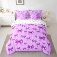 thumbnail image 2 of jejeloiu Cartoon Cute Bow 7pcs Bedding Comforter Set,Purple Kawaii Bowtie Queen Bedding Sets For Teens Reversible, 2 of 8