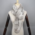 thumbnail image 4 of Bufanda de invierno de lujo de piel de conejo auténtica natural, bufanda cálida de moda, suave y gruesa, bufanda tipo chal para adultos, niños, mujeres y niñas, 4 of 5