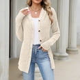 thumbnail image 2 of Edvintorg Long Cardigans for Women Solid Color Long Sleeve Button Down Knit Cardigan Fall Open Front Cardigans Sweater Women Clothing S-2XL Beige, 2 of 8
