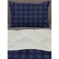 thumbnail image 3 of Abstract Comforter & Sham Bedding Set, Lace Flowers on a Dark Backdrop Digitally Generated Print Repetition, 3 pcs Duvet Set Microfiber Filling Quilt, 5 Sizes, Indigo and Slate Blue, by Ambesonne, 3 of 4