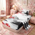 thumbnail image 2 of Manfei Minimal Fuji Twin Sheet Sets for Home, Maple Pagoda Bedding for Office, Black Red White 3-Piece, 1 Flat Sheet, 1 Fitted Sheet and 1 Pillowcase, 2 of 6