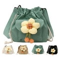 thumbnail image 2 of Crossbody Bags for Women, Canvas Drawstring Flower Bucket Bag for Women, Shoulder Lunch Bag, Adjustable and Detachable Strap, Perfect Gift for Friends, Family, Green, 2 of 8