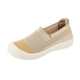 thumbnail image 2 of HTHLVMD Women's Knit Slip-On Sneakers, Breathable Mesh Casual Shoes, Women's Casual Slip-On Loafers Comfortable Round Toe Flat Shoes for Daily Wear and Travel, Khaki 8, 2 of 7