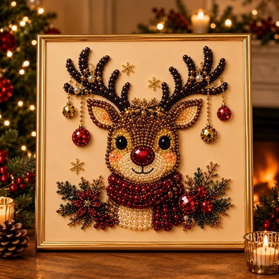 Clearance Christmas Diamond Art Kits for Adults, Christmas Ornaments for Adults, Relaxing & Beginner-Friendly Pearl Diamond Painting Hanging Kit for Home Wall Decor