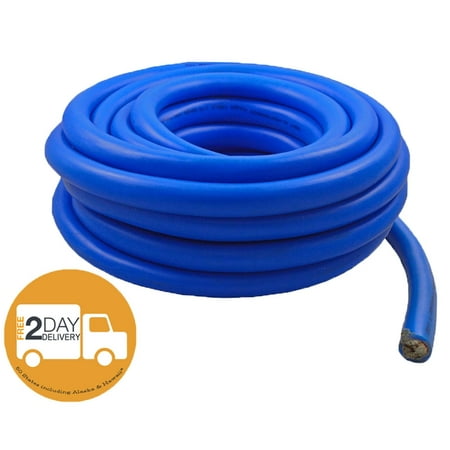 High Performance Wire - 1/0 AWG 0 Gauge 25 Feet High Performance Flexi Amp Power/Ground Cable Wire Blue