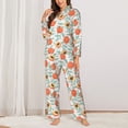 thumbnail image 2 of Honeii Peach print Women's Pajama Sets Long Sleeve Button Down Sleepwear Nightwear Soft Pjs Lounge Sets-X-Large, 2 of 7