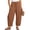 08# Brown, variant on Womens Baggy Pleated Harem Pants Summer Striped Elastic High Waisted Wide Leg Balloon Cotton Linen Lounge Pants,Light Brown XXXL