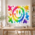 thumbnail image 5 of Rainbow Drip Smiley Face on White Background, Playful Psychedelic for Pop-Art Fans, Vibrant Smiley Face Wall Decor, Housewarming Gift Tapestry Wall Hanging for Bedroom and Living Room, 5 of 7