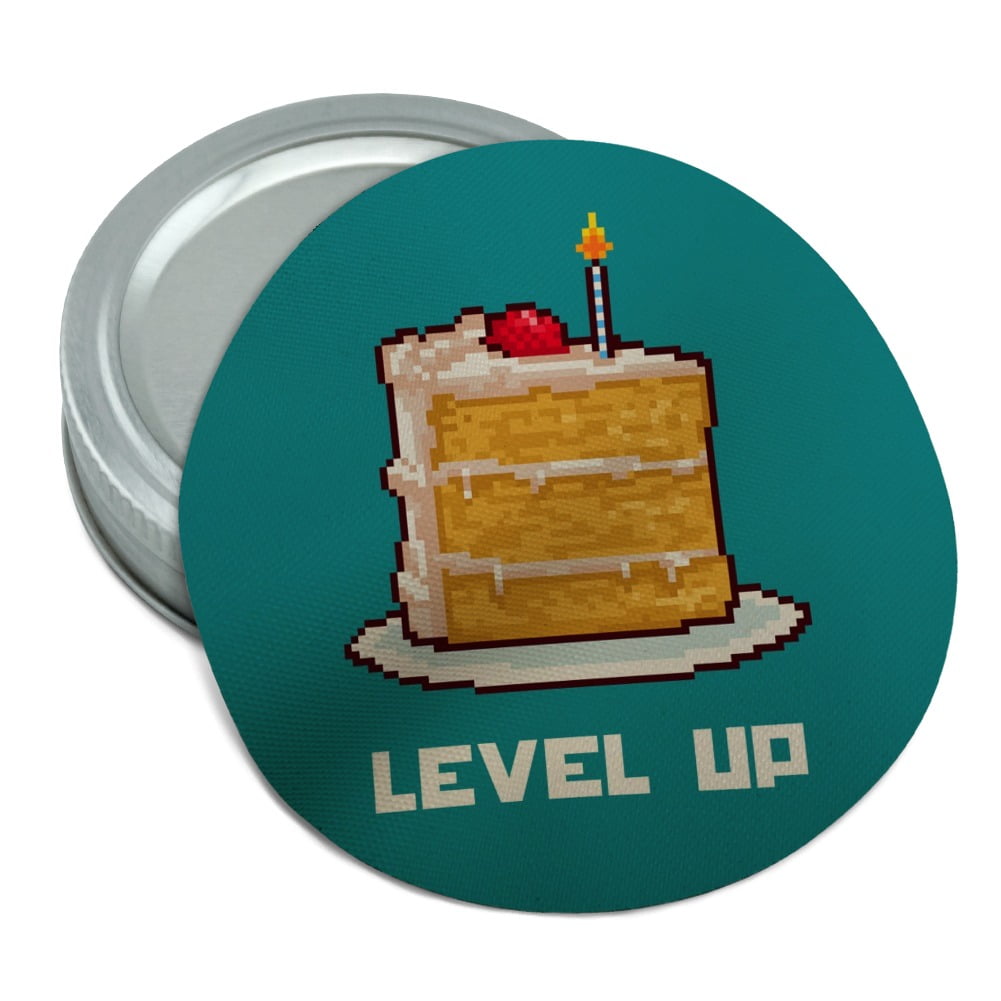 8Bit Pixel Retro Cake Levelup Game Gamer Round Rubber NonSlip Jar