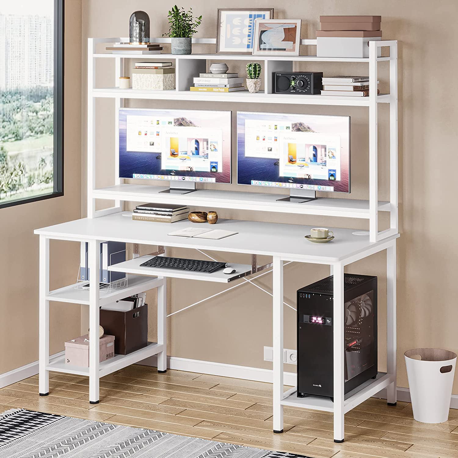 White Willow Wood 55 Home Computer Gaming Desk Office Workstation Laptop  Table