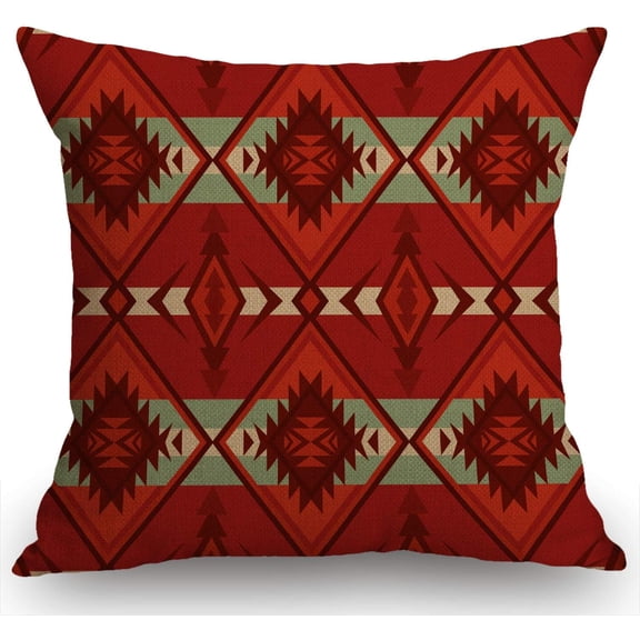 Throw Pillow Cover, Ethnic Patterns Pillow Case, Southwest American Farmhouse Pillow Cover 18x18 Inch Home Decor Cotton Linen Throw Pillow Case Cushion Cover for Sofa Couch
