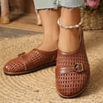 thumbnail image 5 of IEMIEMIEM Flats for Women Mesh Mary Jane Slides Comfortable Breathable Non Slip Slip on Closed Rounded Toe Flat Sandals Summer Beach Slippers Brown 8.5 Wide, 5 of 5