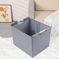 thumbnail image 5 of Unique Bargains Fabric Storage Bin with Wooden Handles Gray 15*12.8*12.8, 5 of 6