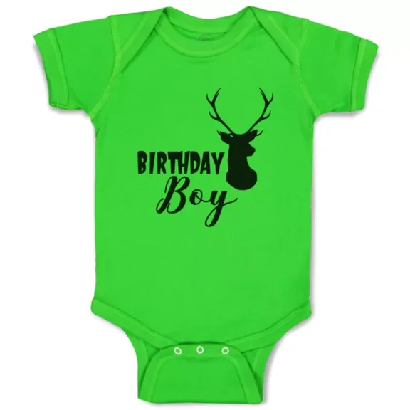 Baby Bodysuit BELLA CANVAS Baby Bodysuit Birthday Boy Reindeer Funny Boy & Girl Baby Clothes