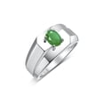 thumbnail image 4 of RYLOS Men's Rings Sterling Silver Ring Classic Solitaire 7X5MM Oval Shape Gemstone Designer Band Emerald May Birthstone Rings For Men Size 8, 4 of 5