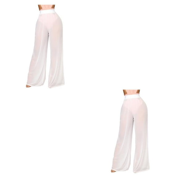 Greeniant Pantalones de playa para mujer, ropa de playa, cintura alta, cómodos, sueltos, transparentes, pantalones, regalos para piscina Type6 NO6