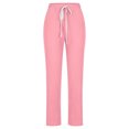 thumbnail image 3 of Mrat Hiking Pants Women Full Length Pants Fashion Ladies Summer Casual Loose Cotton and Linen High Waisted Trousers Solid Color Drawstring Elastic Waist Loose Long Pants with Pocket Pink_E XS, 3 of 6