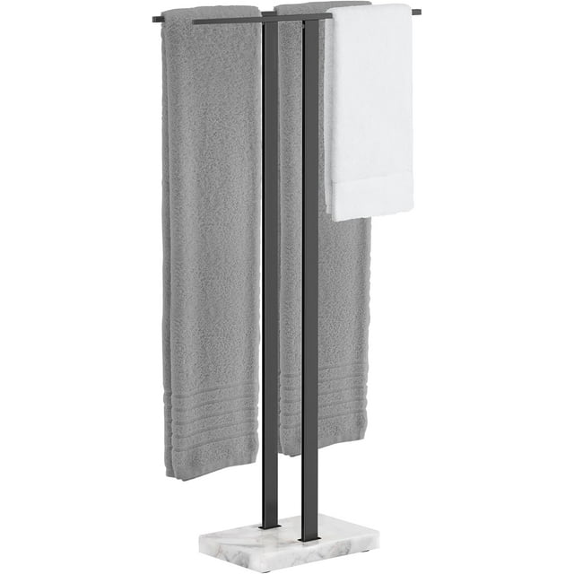 Standing Towel Rack Towel Rack Stand with Marble Base for Bathroom Floor SUS Stainless Steel Brushed Finish BTH