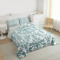 thumbnail image 3 of jejeloiu Retro Damask Flower Queen Comforter Set,Bohemian Floral Bedding Sets,Teal Gray Bedding Comforter Set For Men Women,Breathable Home Decor Reversible,3pcs, 3 of 8