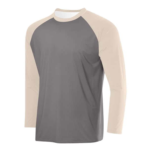 pstuiky camisa de manga larga para hombre, Camisa deportiva transpirable de manga larga raglán con cuello redondo para hombre, de color sólido camisetas de hombre xl