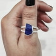 thumbnail image 3 of Natural Lapis Lazuli Ring, Rough Lapis Lazuli Ring, Afghani Lapis, Twisted Double Band, 925 Sterling Silver, Womens Ring, Christmas, Thanksgiving, Handmade, Statement Jewelry, Rough Gemstone Jewelry, 3 of 6