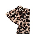 thumbnail image 5 of Summer Kids Girls Clothes Set, Off-Shoulder Leopard Print Top+Denim Shorts, 5 of 9